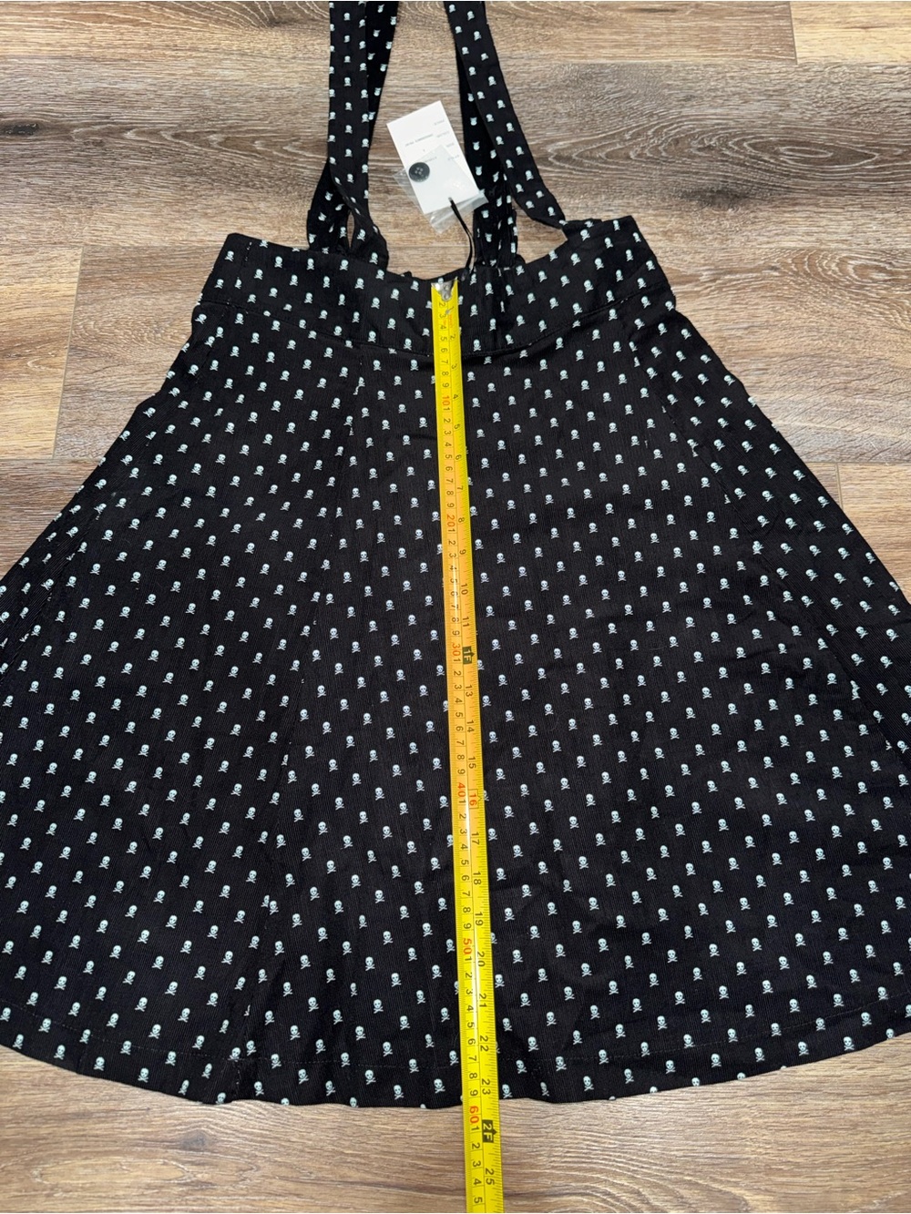 NWT🖤Unique Vintage 60s Black Crossbones Print Suspender Ruth Flare Skirt Large - Picture 12 of 15